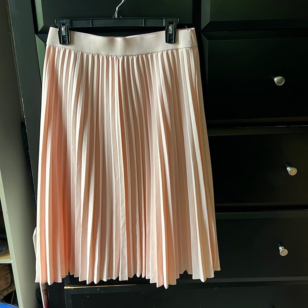 NY&Co Blush Pink Pleated Midi Skirt